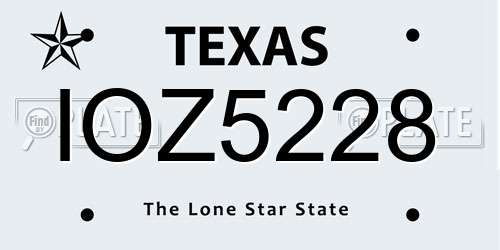 IOZ5228 Texas License Plate