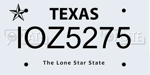 IOZ5275 Texas License Plate