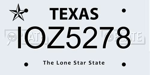 IOZ5278 Texas License Plate