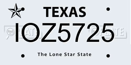 IOZ5725 Texas License Plate