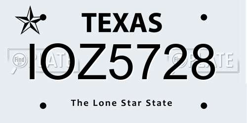 IOZ5728 Texas License Plate