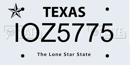 IOZ5775 Texas License Plate