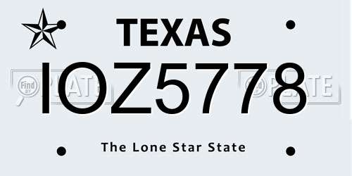IOZ5778 Texas License Plate