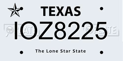 IOZ8225 Texas License Plate