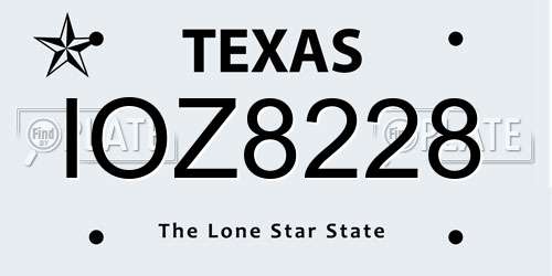 IOZ8228 Texas License Plate
