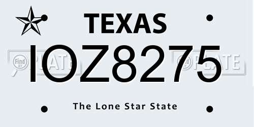 IOZ8275 Texas License Plate