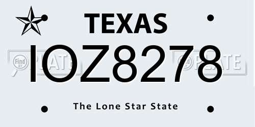 IOZ8278 Texas License Plate