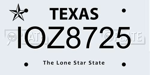 IOZ8725 Texas License Plate