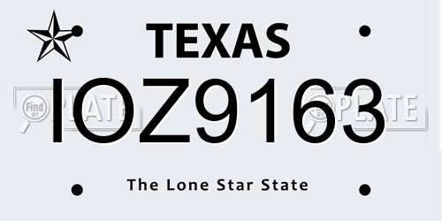 IOZ9163 Texas License Plate