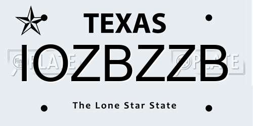 IOZBZZB Texas License Plate
