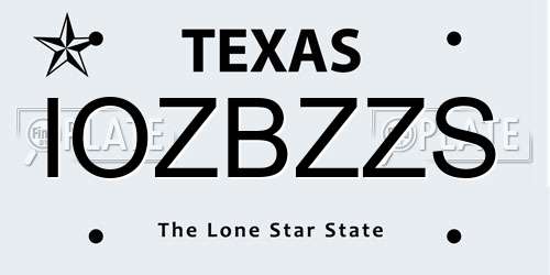 IOZBZZS Texas License Plate