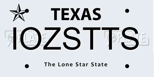 IOZSTTS Texas License Plate