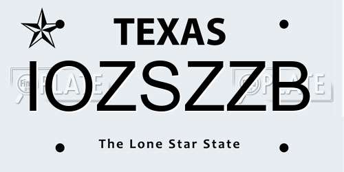 IOZSZZB Texas License Plate
