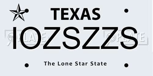 IOZSZZS Texas License Plate