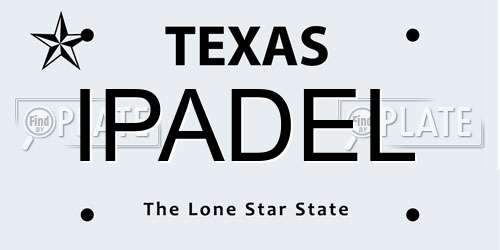 IPADEL Texas License Plate