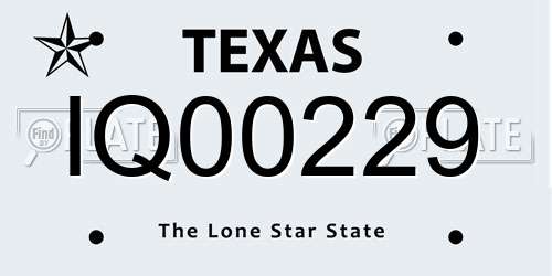 IQ00229 Texas License Plate