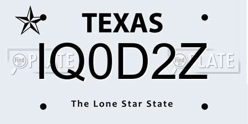 IQ0D2Z Texas License Plate