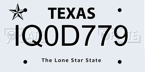 IQ0D779 Texas License Plate