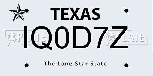 IQ0D7Z Texas License Plate