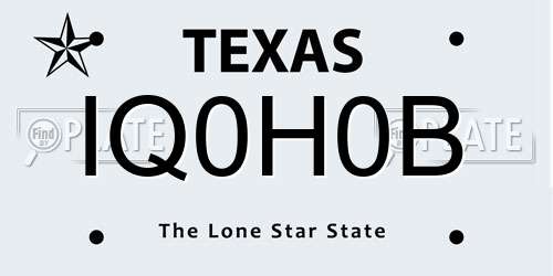 IQ0H0B Texas License Plate