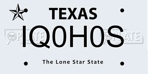 IQ0H0S Texas License Plate