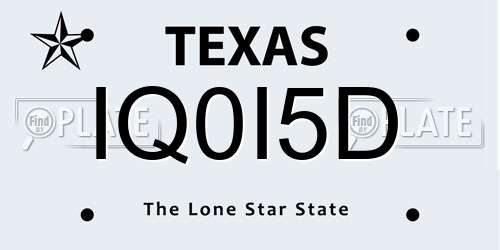IQ0I5D Texas License Plate