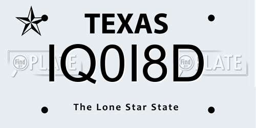 IQ0I8D Texas License Plate