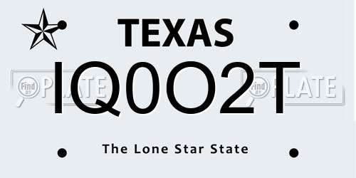IQ0O2T Texas License Plate
