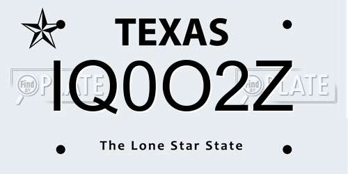 IQ0O2Z Texas License Plate