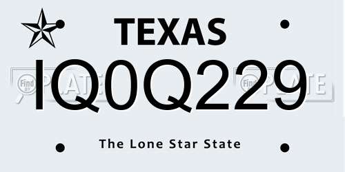 IQ0Q229 Texas License Plate