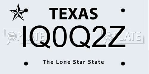 IQ0Q2Z Texas License Plate