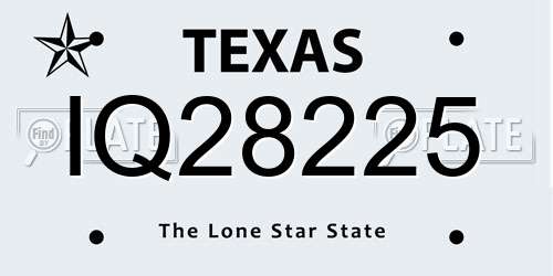 IQ28225 Texas License Plate