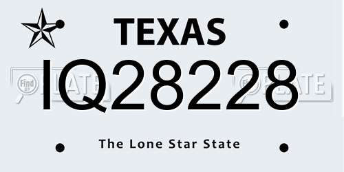IQ28228 Texas License Plate