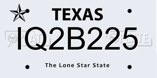 IQ2B225 Texas License Plate