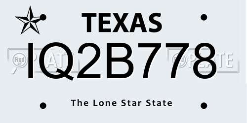 IQ2B778 Texas License Plate