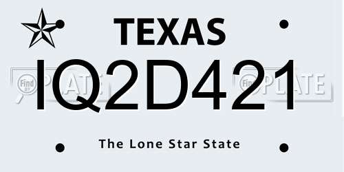 IQ2D421 Texas License Plate