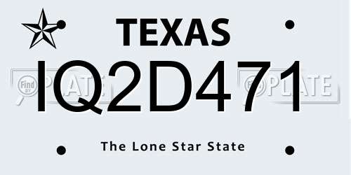 IQ2D471 Texas License Plate