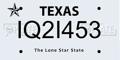 IQ2I453 Texas License Plate