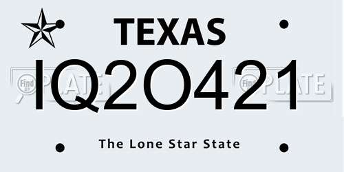 IQ2O421 Texas License Plate