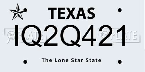 IQ2Q421 Texas License Plate