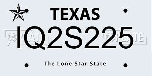 IQ2S225 Texas License Plate