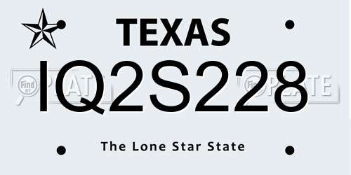 IQ2S228 Texas License Plate
