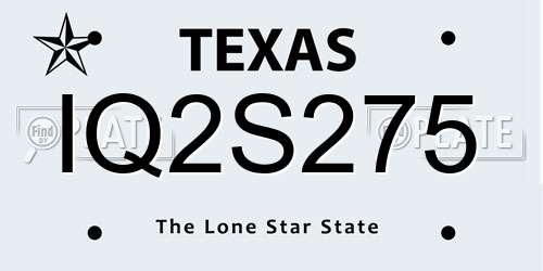 IQ2S275 Texas License Plate