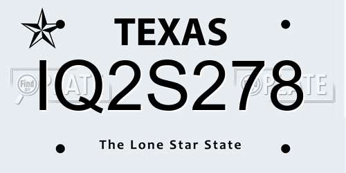 IQ2S278 Texas License Plate