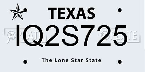 IQ2S725 Texas License Plate