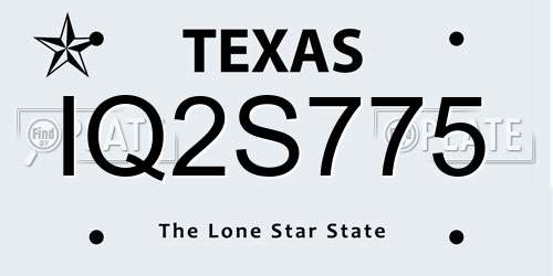 IQ2S775 Texas License Plate