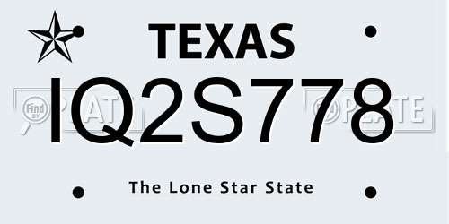 IQ2S778 Texas License Plate