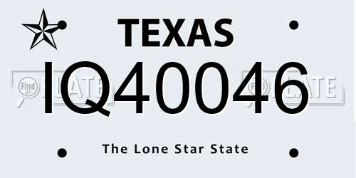 IQ40046 Texas License Plate