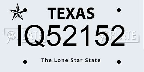 IQ52152 Texas License Plate