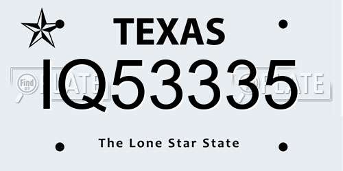 IQ53335 Texas License Plate